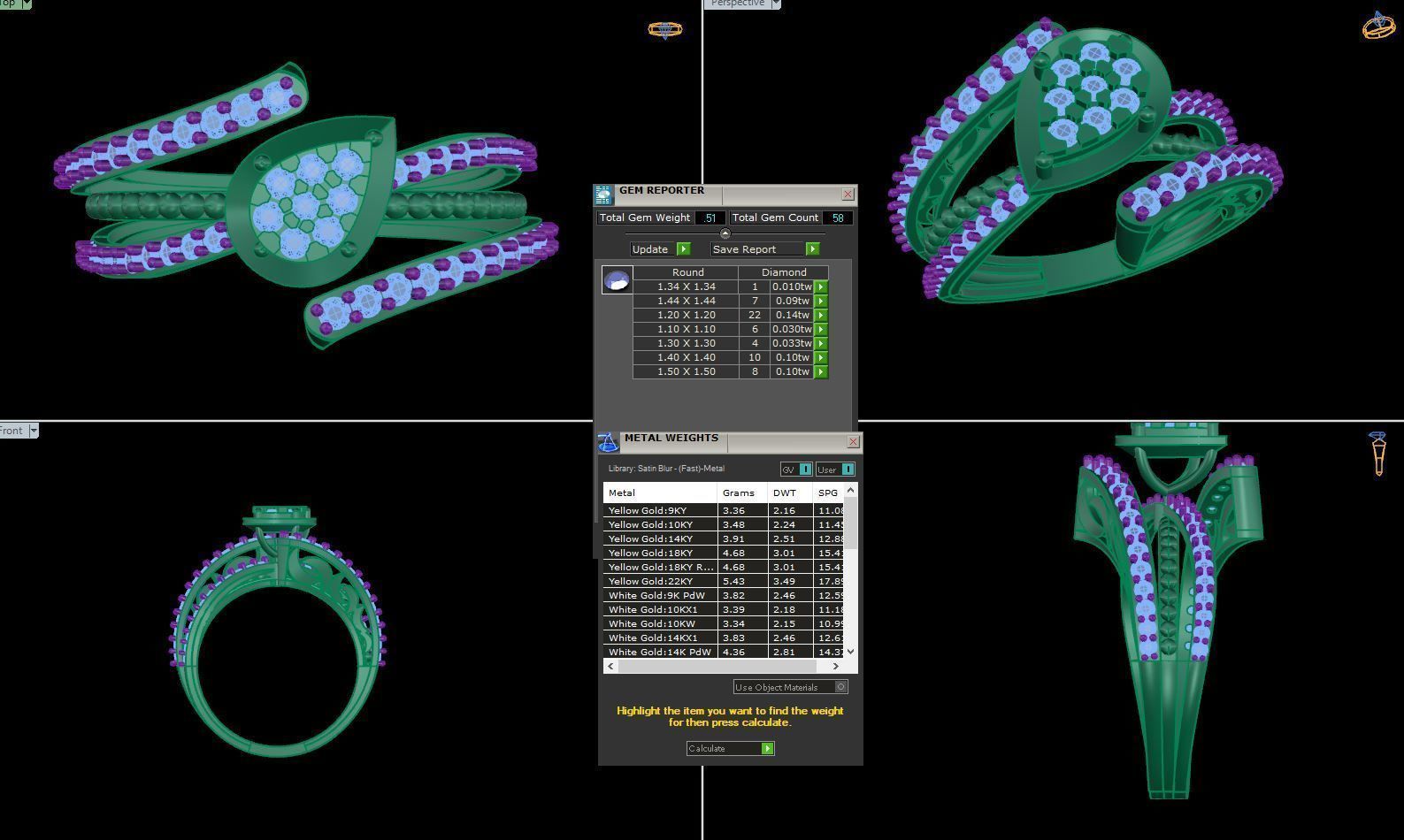 Flower High Jewelry Diamond Cocktail Ring 3dm stl obj mtl glb  3D print model_6