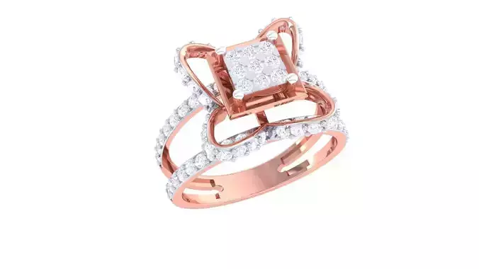 High Jewelry Diamond Cocktail Ring 3dm stl obj mtl glb 