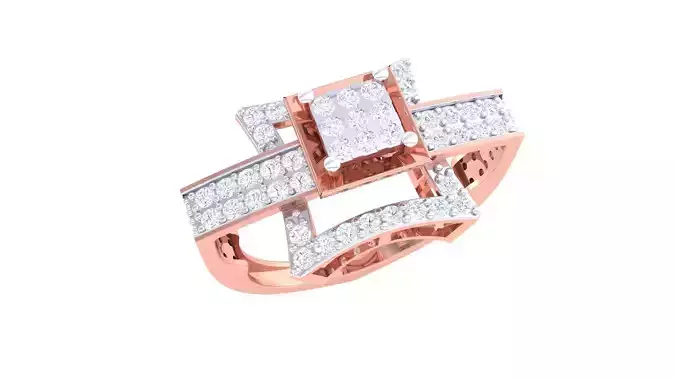High Jewelry Diamond Cocktail Ring 3dm stl obj mtl glb 