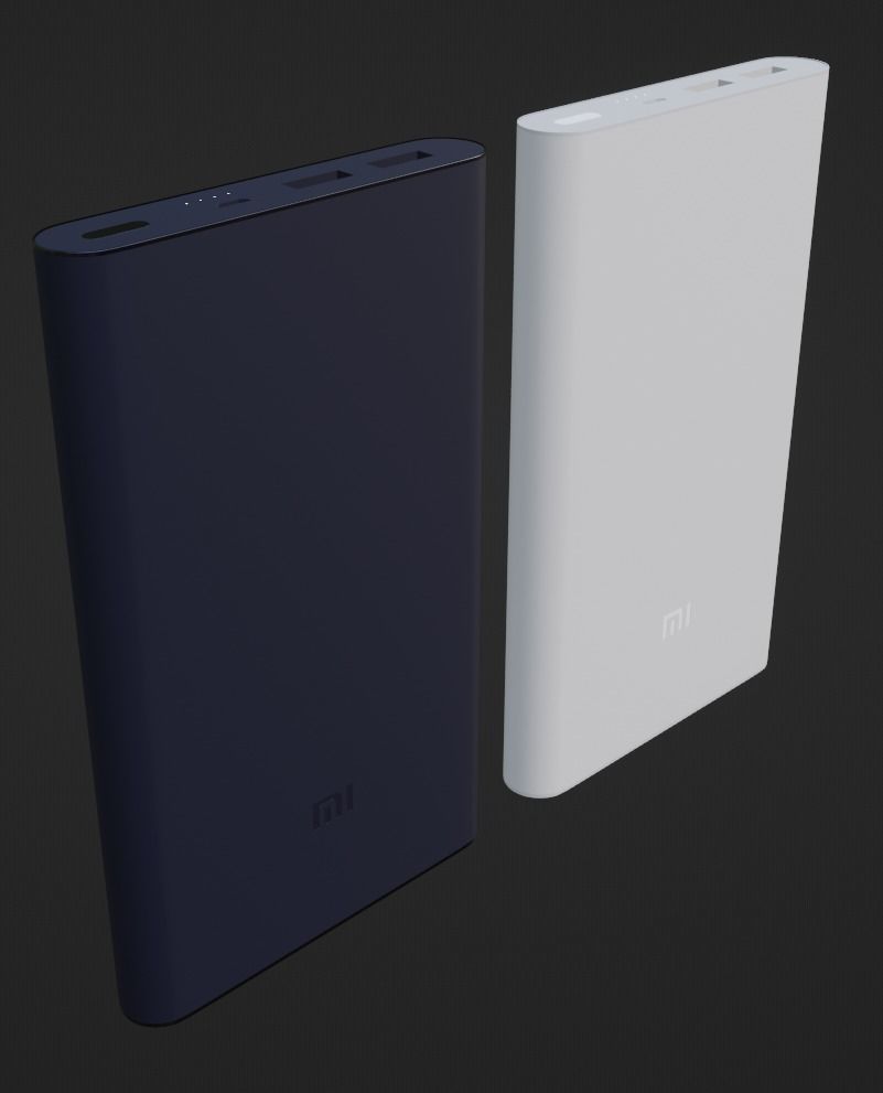 Xiaomi Powerbank 3D model DarkBlue White Low-poly 3D model_6