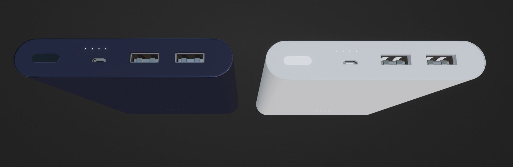 Xiaomi Powerbank 3D model DarkBlue White Low-poly 3D model_7