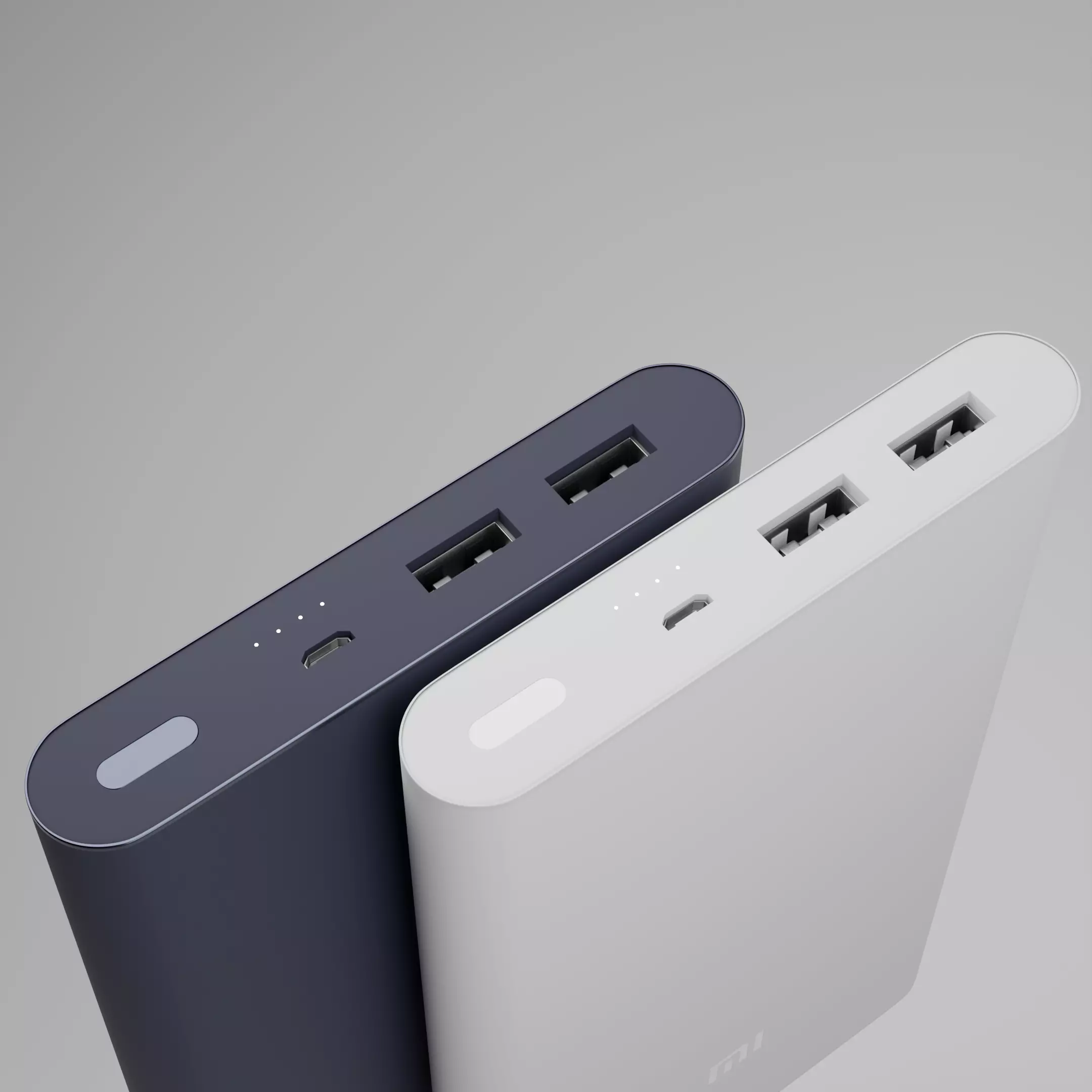Xiaomi Powerbank 3D model DarkBlue White Low-poly 3D model_0