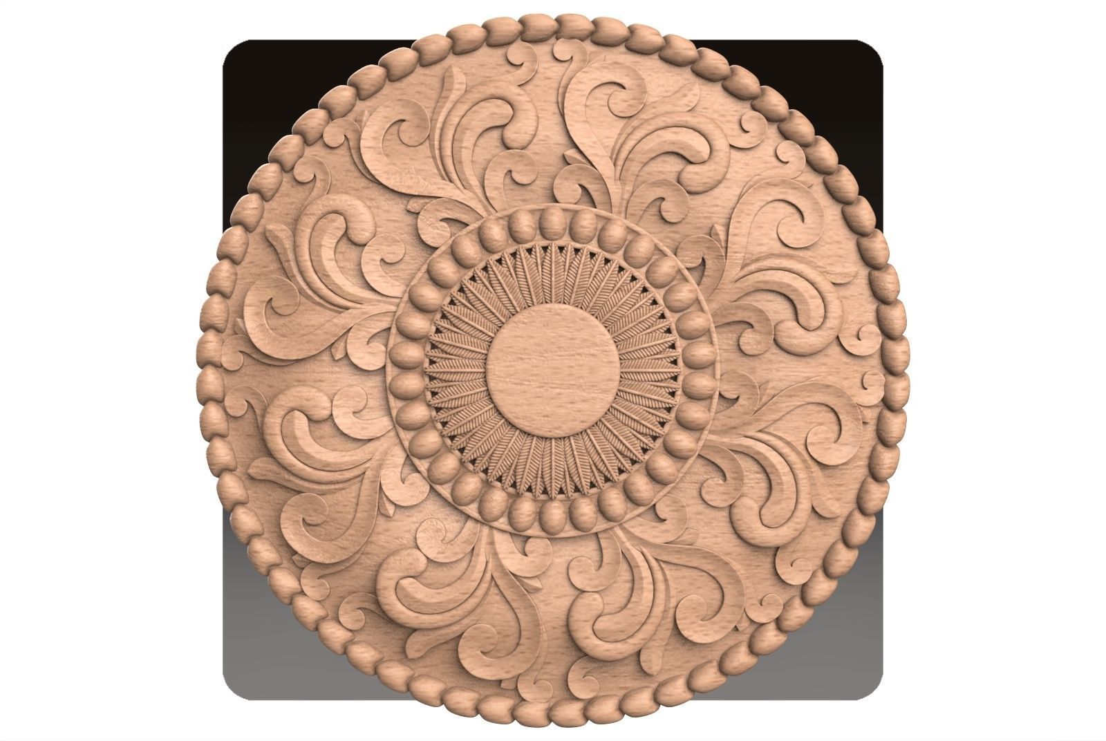 Carved round decor ornament pack for cnc 22 3D model_5