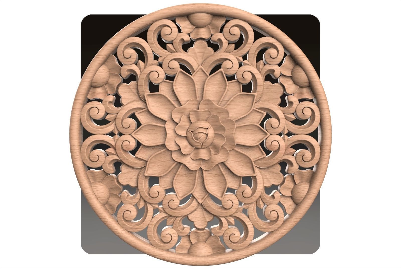 Carved round decor ornament pack for cnc 22 3D model_9