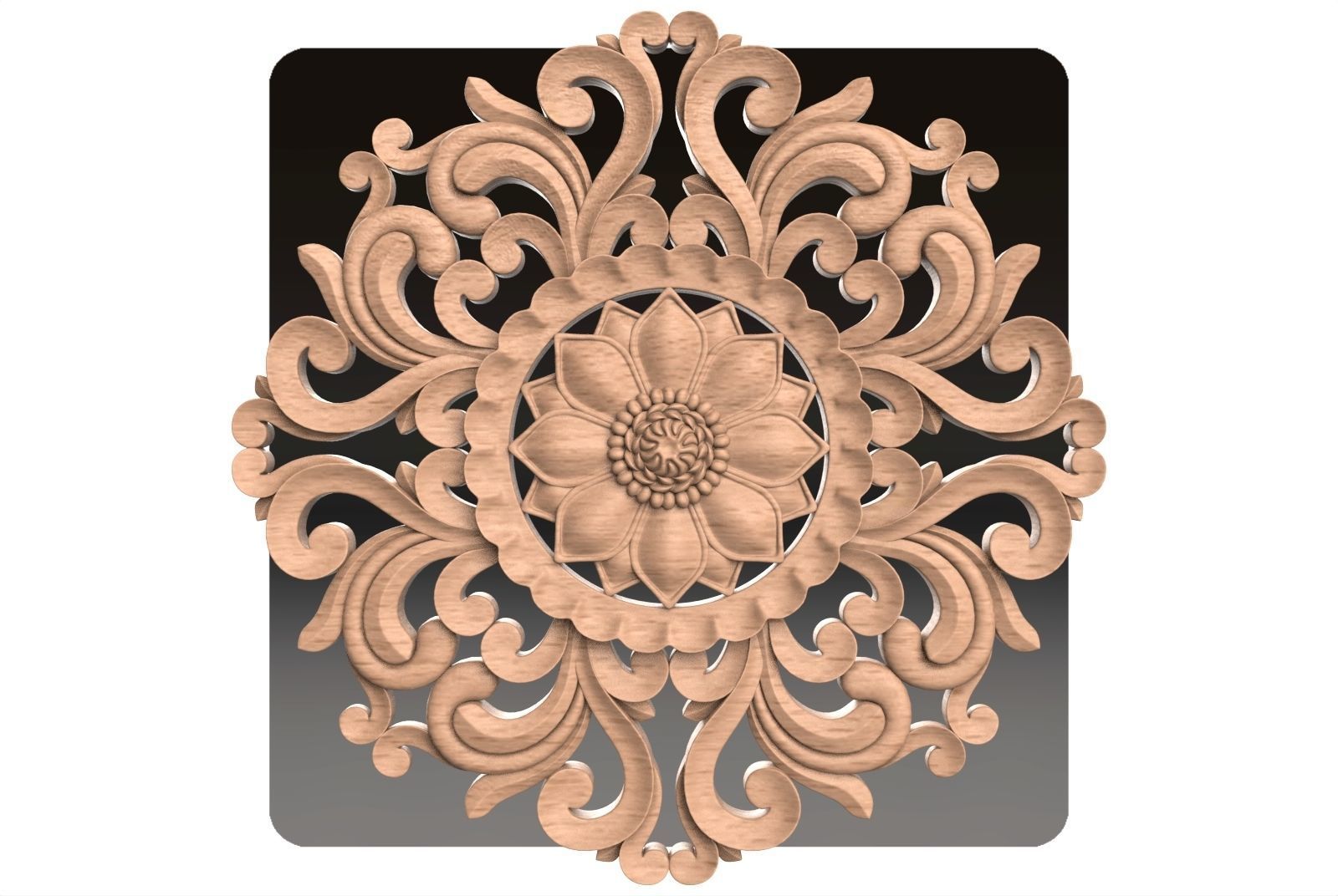 Carved round decor ornament pack for cnc 22 3D model_2