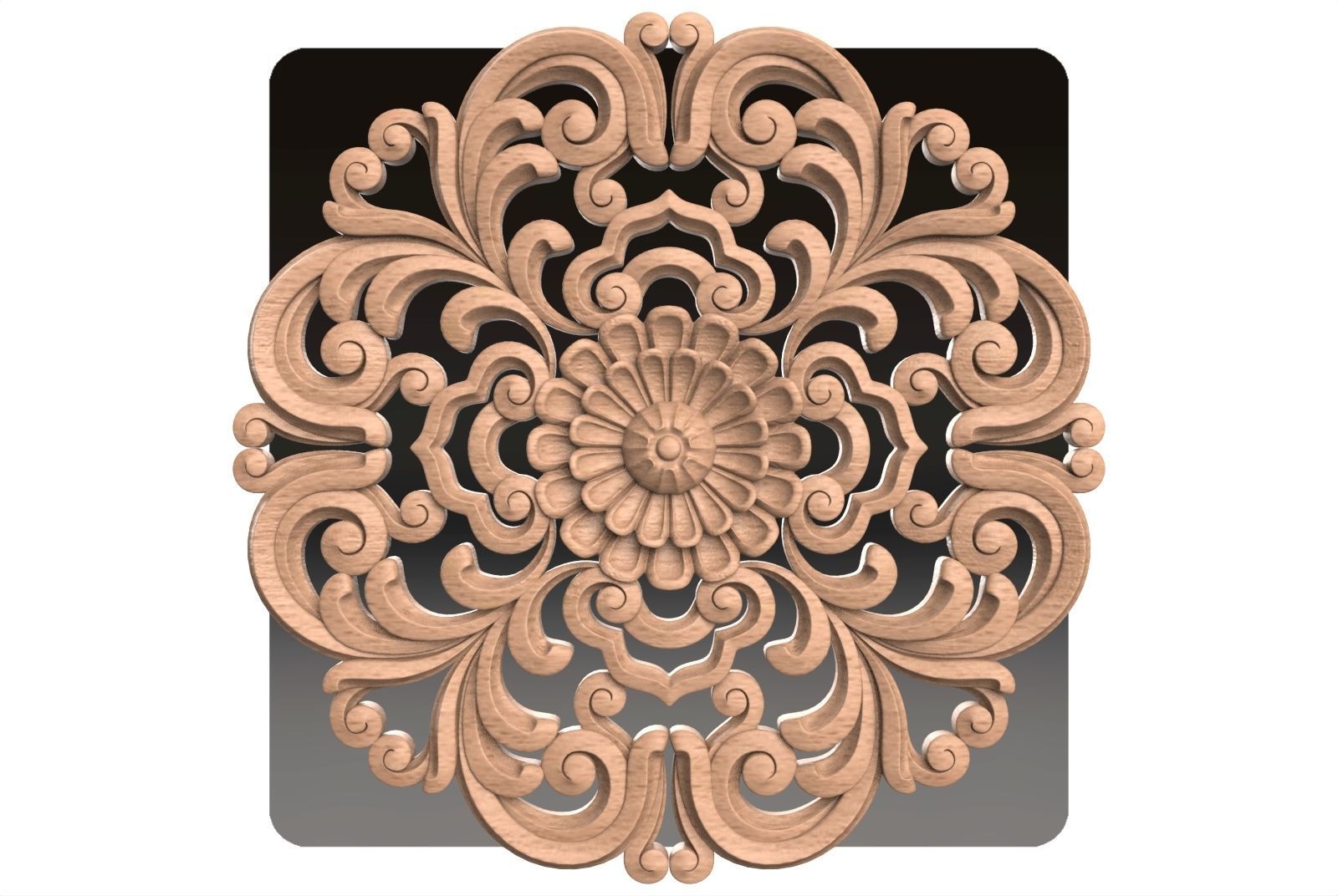 Carved round decor ornament pack for cnc 22 3D model_6