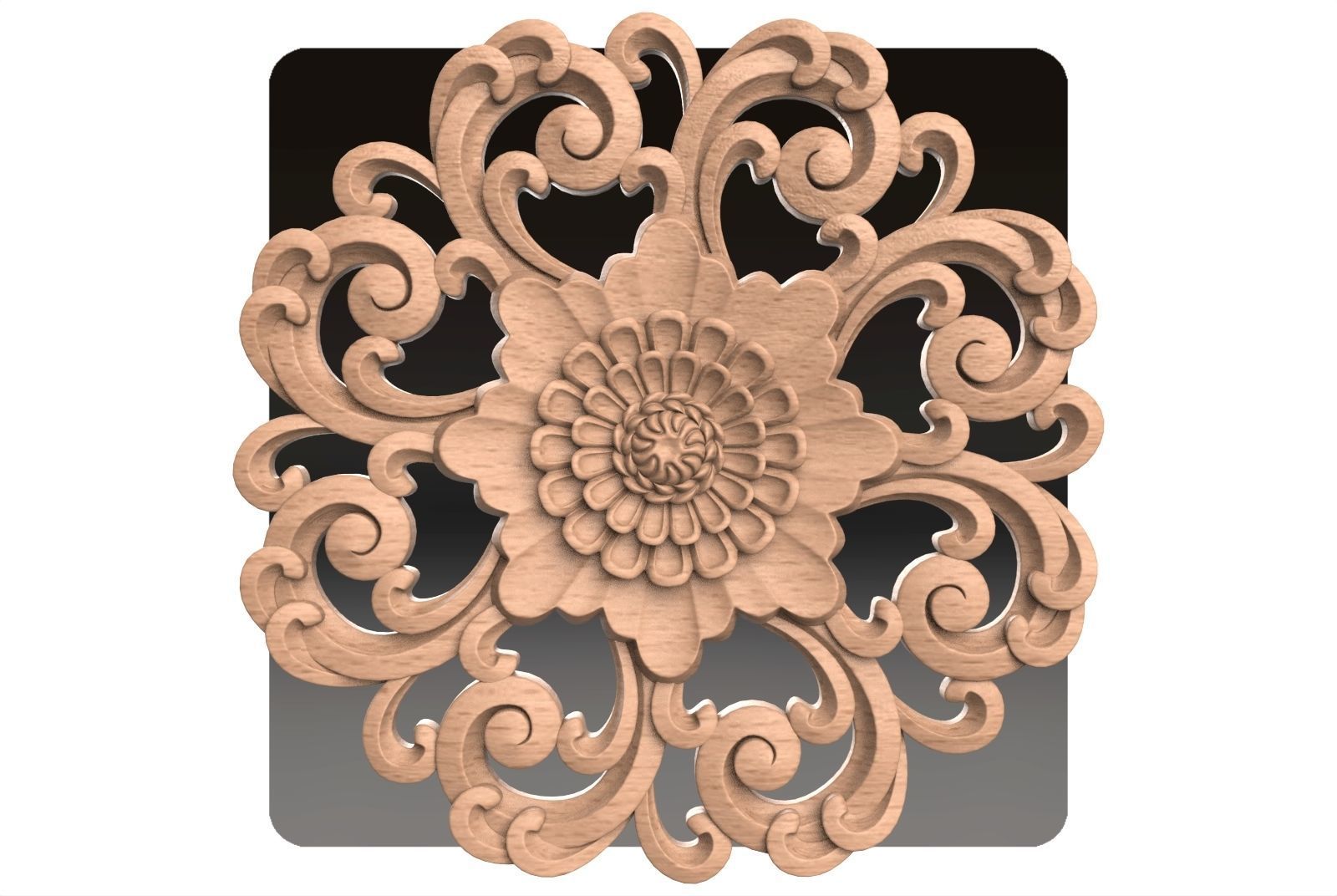Carved round decor ornament pack for cnc 22 3D model_4