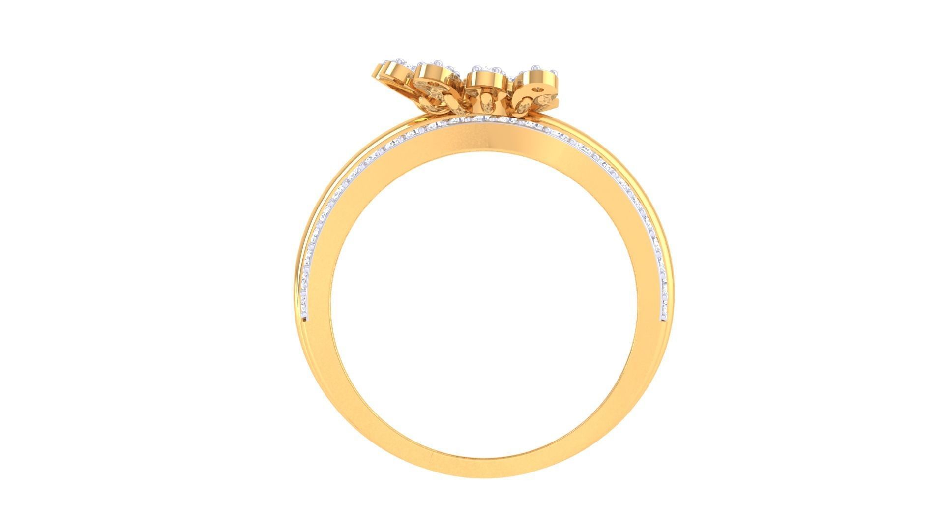 Flower High Jewelry Diamond Cocktail Ring 3dm stl obj mtl glb  3D print model_11