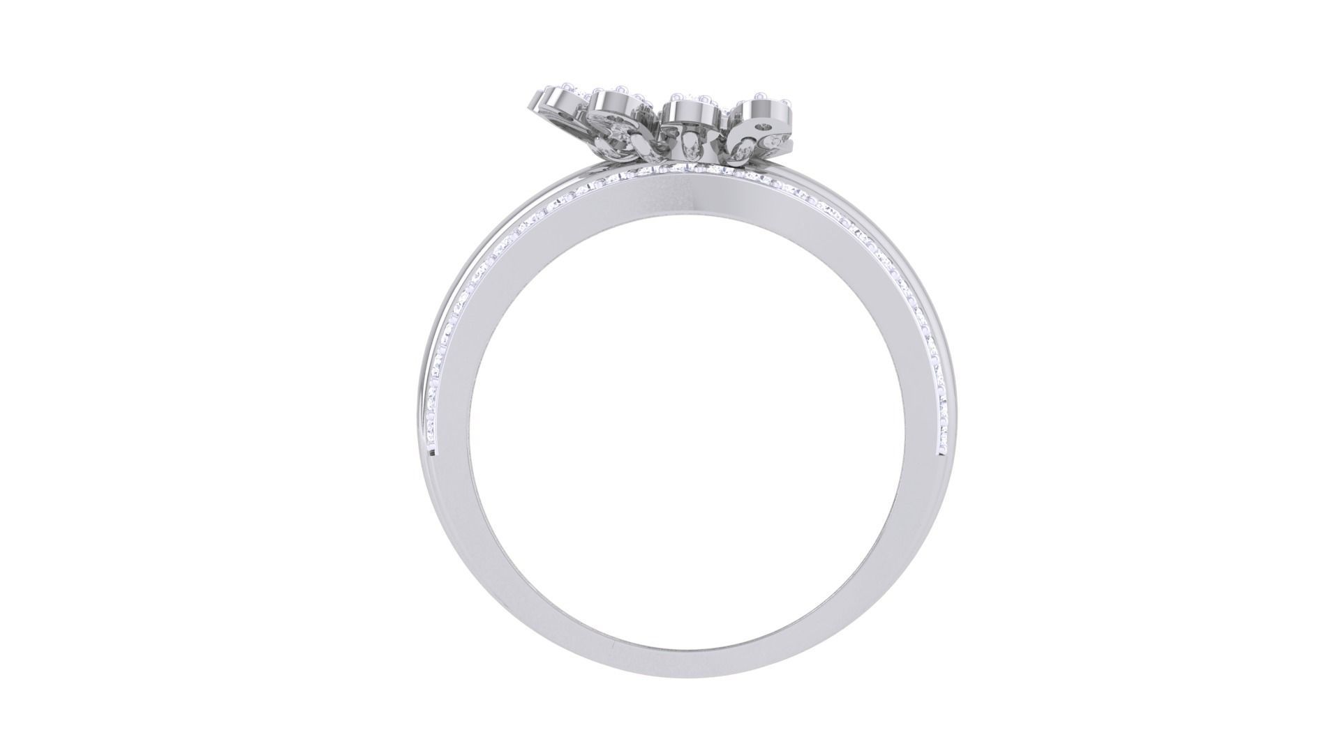 Flower High Jewelry Diamond Cocktail Ring 3dm stl obj mtl glb  3D print model_10