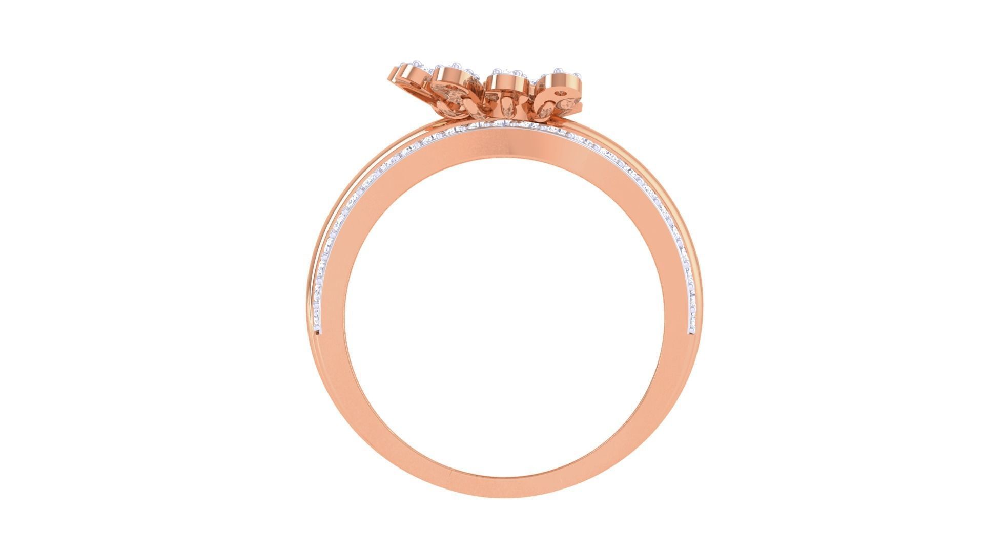 Flower High Jewelry Diamond Cocktail Ring 3dm stl obj mtl glb  3D print model_12