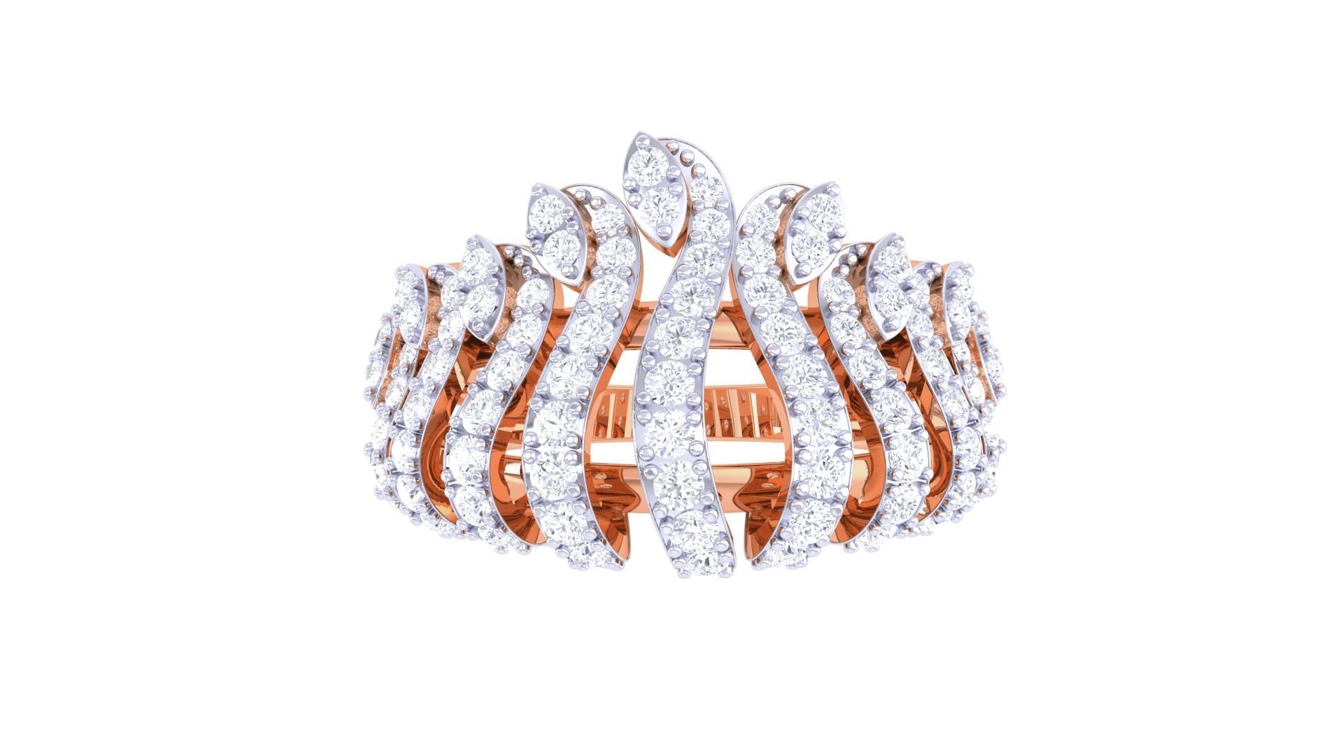 Crown High Jewelry Diamond Cocktail Ring 3dm stl obj mtl glb  3D print model_8