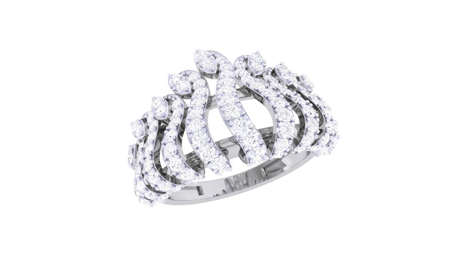 Crown High Jewelry Diamond Cocktail Ring 3dm stl obj mtl glb  3D print model_1