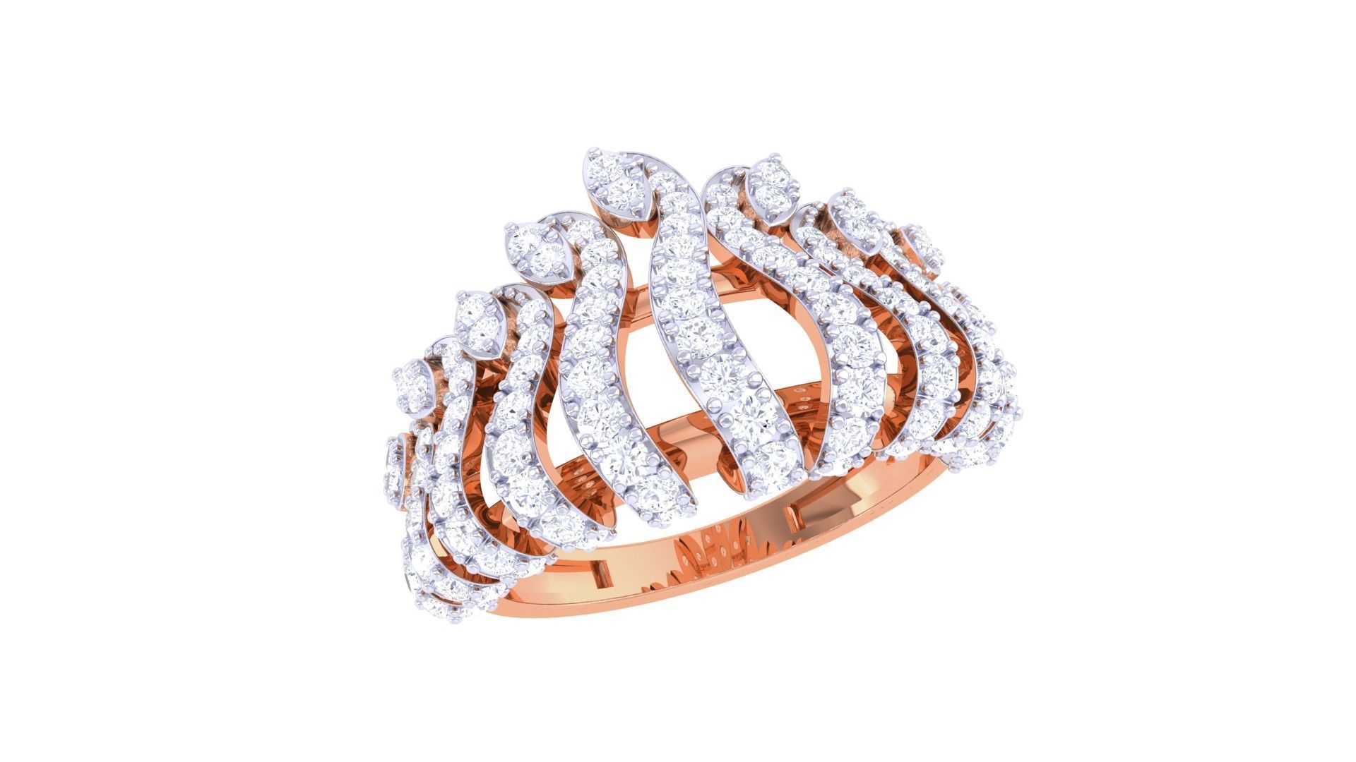 Crown High Jewelry Diamond Cocktail Ring 3dm stl obj mtl glb  3D print model_6