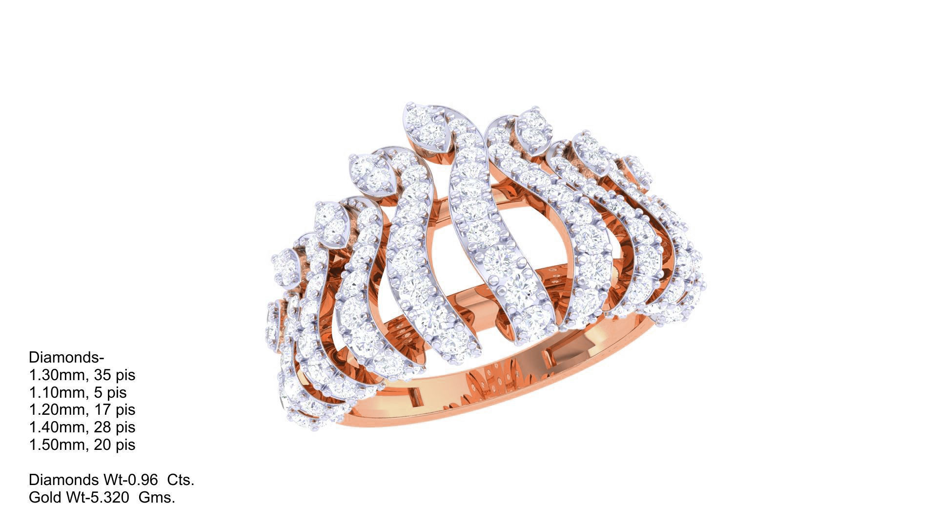 Crown High Jewelry Diamond Cocktail Ring 3dm stl obj mtl glb  3D print model_4