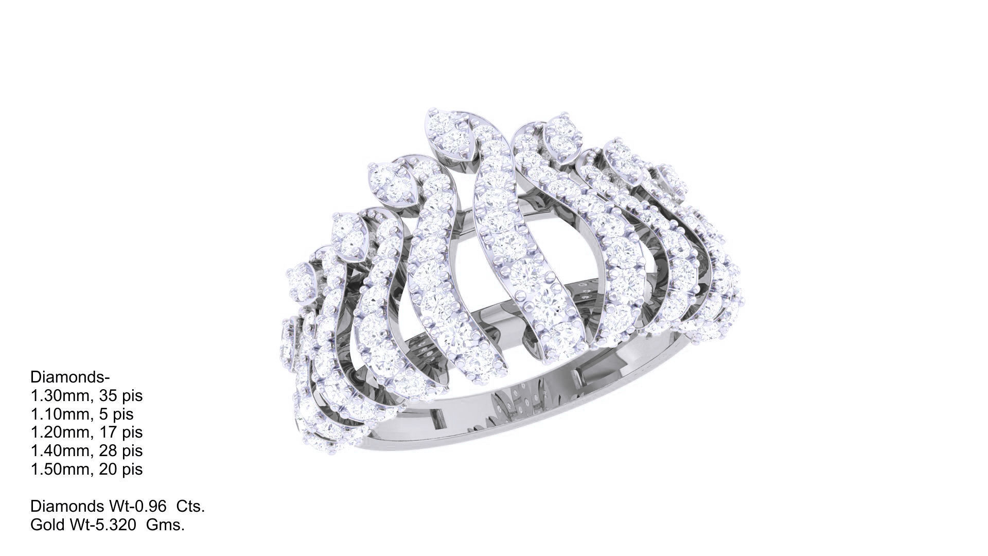 Crown High Jewelry Diamond Cocktail Ring 3dm stl obj mtl glb  3D print model_5