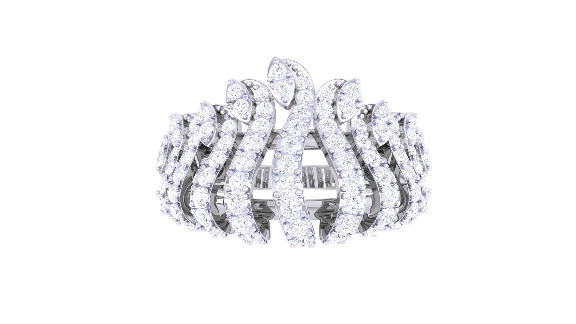 Crown High Jewelry Diamond Cocktail Ring 3dm stl obj mtl glb  3D print model_9