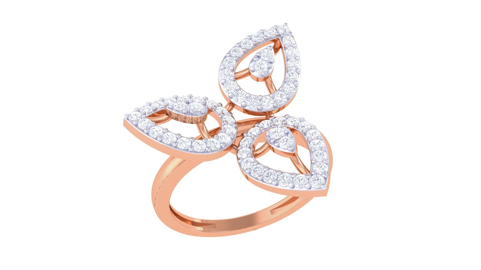 Flower High Jewelry Diamond Cocktail Ring 3dm stl obj mtl glb  3D print model_6