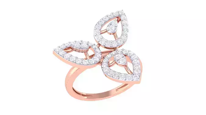 Flower High Jewelry Diamond Cocktail Ring 3dm stl obj mtl glb  3D print model