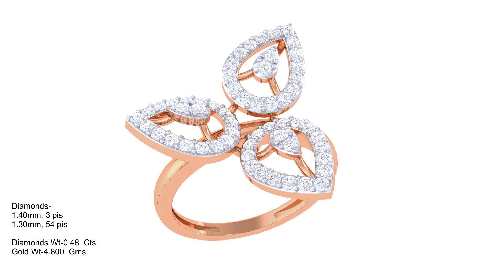 Flower High Jewelry Diamond Cocktail Ring 3dm stl obj mtl glb  3D print model_5