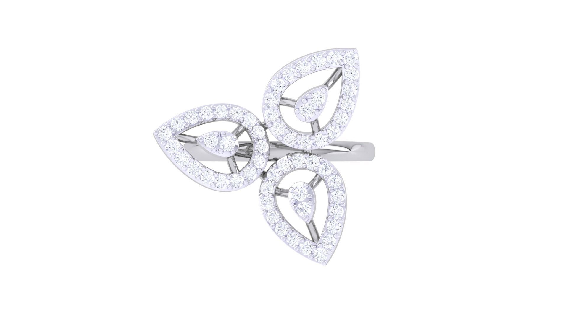 Flower High Jewelry Diamond Cocktail Ring 3dm stl obj mtl glb  3D print model_8