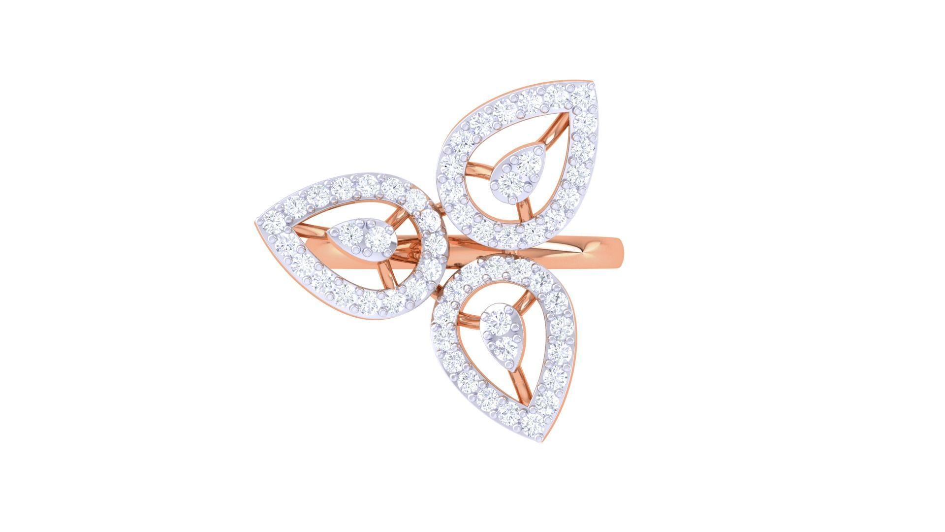 Flower High Jewelry Diamond Cocktail Ring 3dm stl obj mtl glb  3D print model_9