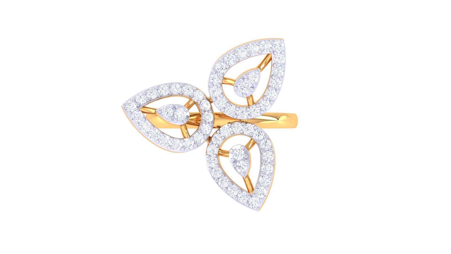 Flower High Jewelry Diamond Cocktail Ring 3dm stl obj mtl glb  3D print model_7