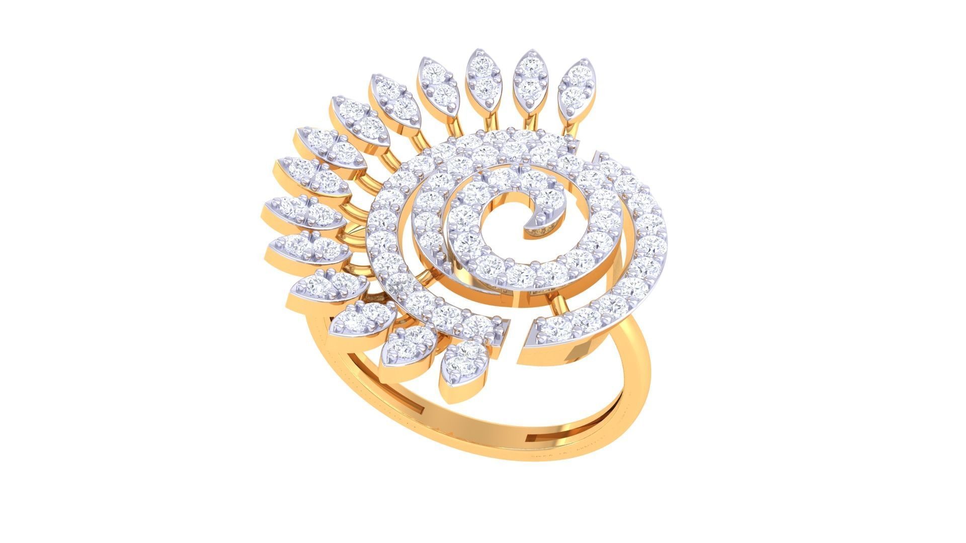 Flower High Jewelry Diamond Cocktail Ring 3dm stl obj mtl glb  3D print model_2