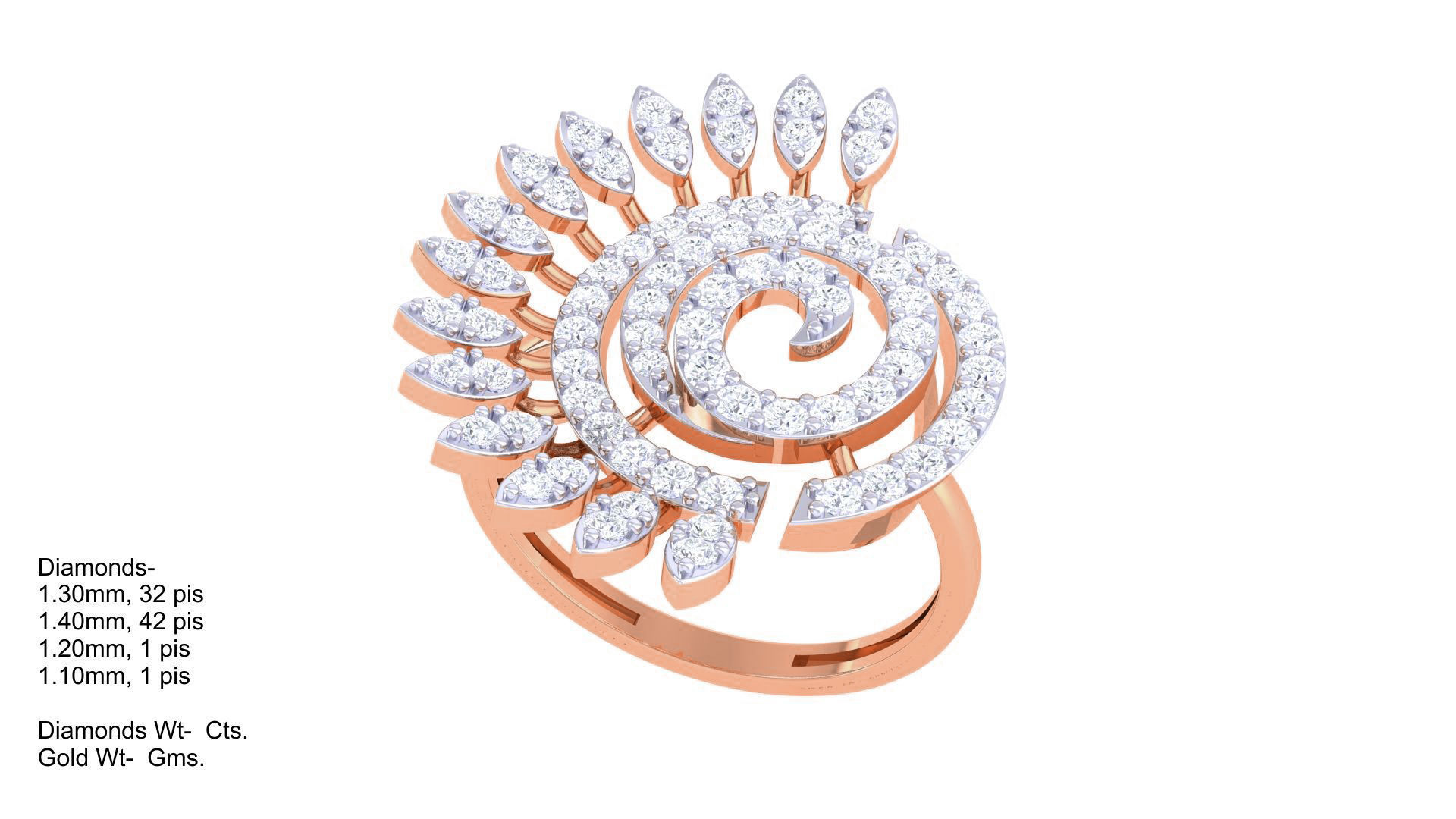 Flower High Jewelry Diamond Cocktail Ring 3dm stl obj mtl glb  3D print model_4