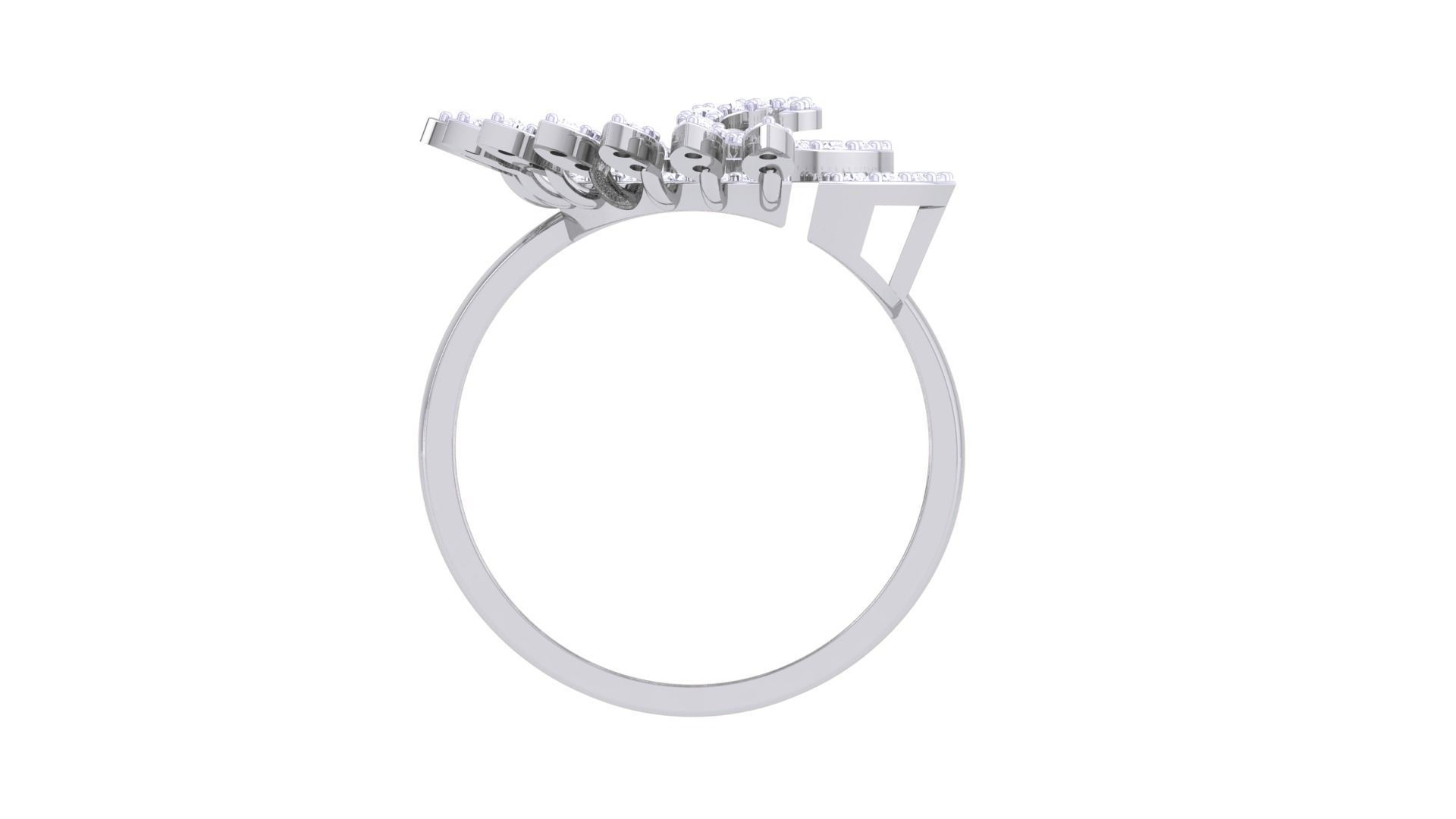 Flower High Jewelry Diamond Cocktail Ring 3dm stl obj mtl glb  3D print model_11