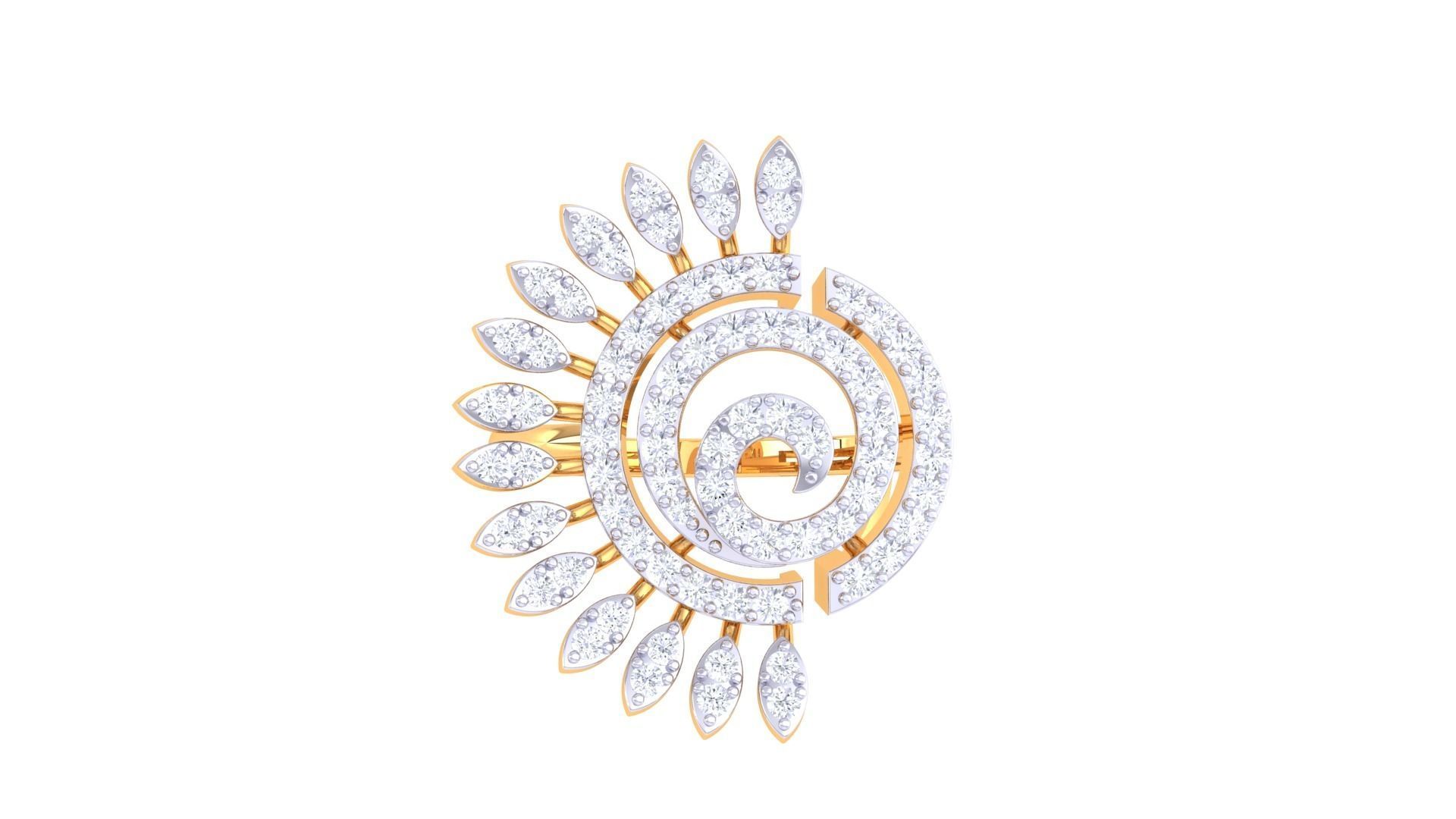 Flower High Jewelry Diamond Cocktail Ring 3dm stl obj mtl glb  3D print model_9