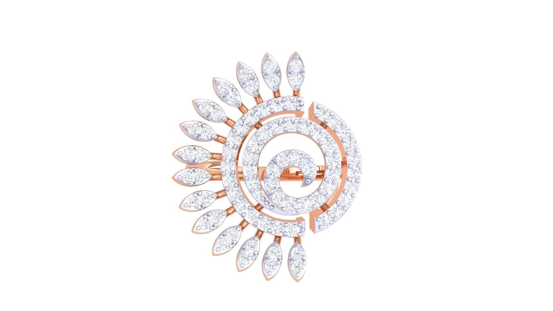 Flower High Jewelry Diamond Cocktail Ring 3dm stl obj mtl glb  3D print model_7