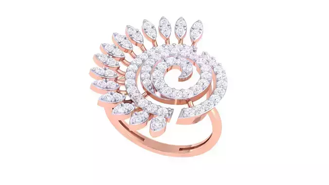 Flower High Jewelry Diamond Cocktail Ring 3dm stl obj mtl glb  3D print model