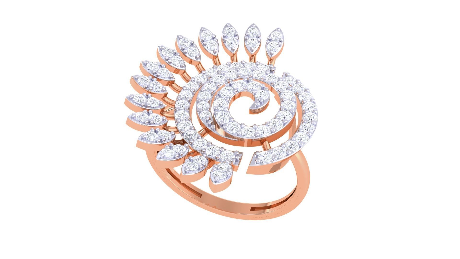 Flower High Jewelry Diamond Cocktail Ring 3dm stl obj mtl glb  3D print model_6