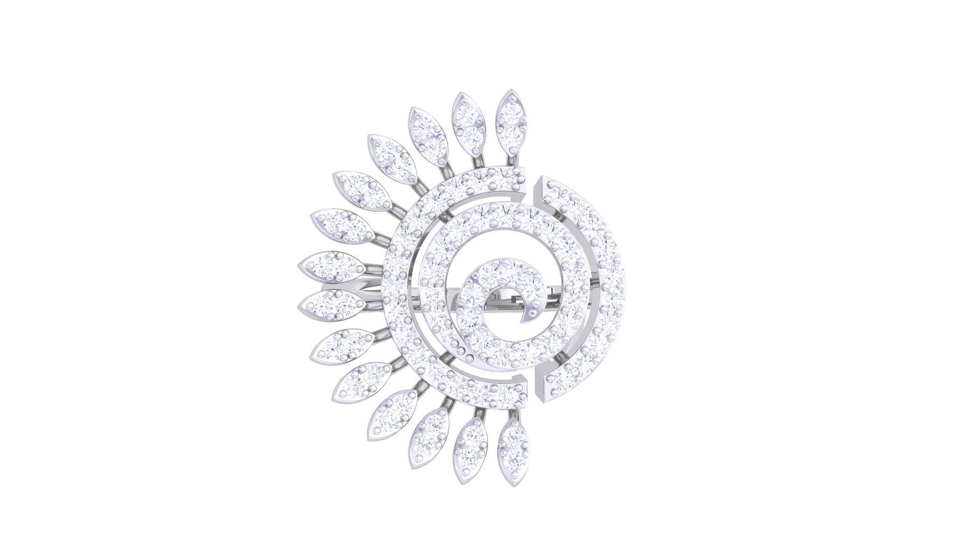 Flower High Jewelry Diamond Cocktail Ring 3dm stl obj mtl glb  3D print model_8