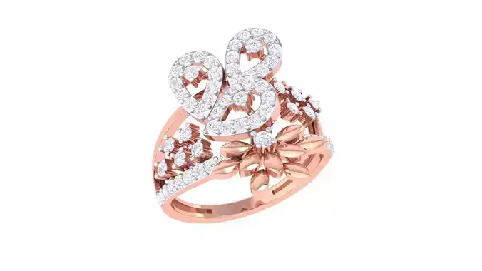 Flower High Jewelry Diamond Cocktail Ring 3dm stl obj mtl glb  3D print model