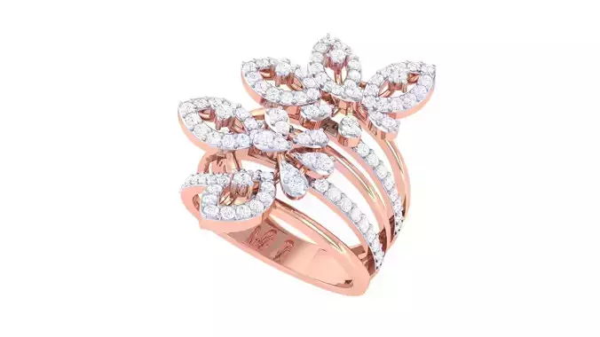 High Jewelry Diamond Cocktail Ring 3dm stl obj mtl glb 