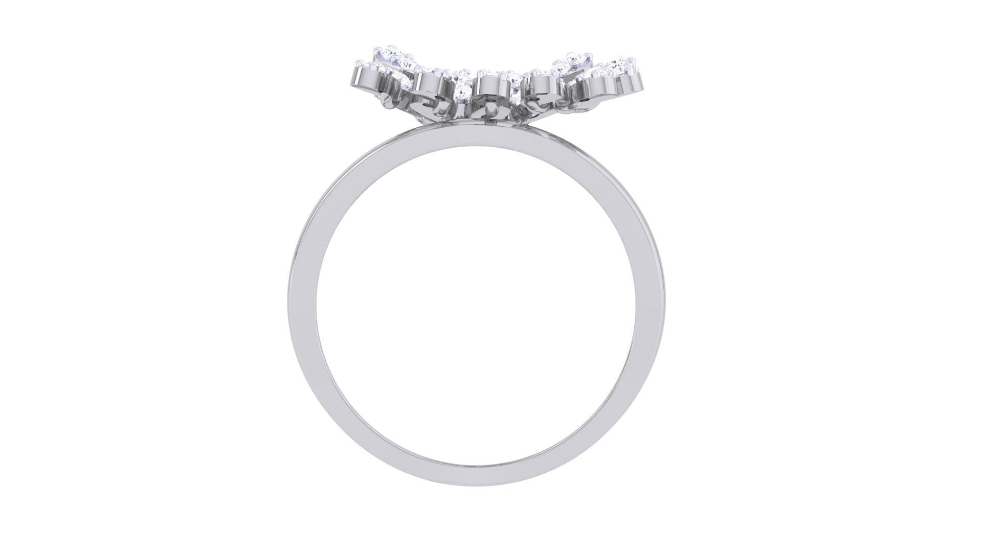 Flower High Jewelry Diamond Cocktail Ring 3dm stl obj mtl glb  3D print model_11