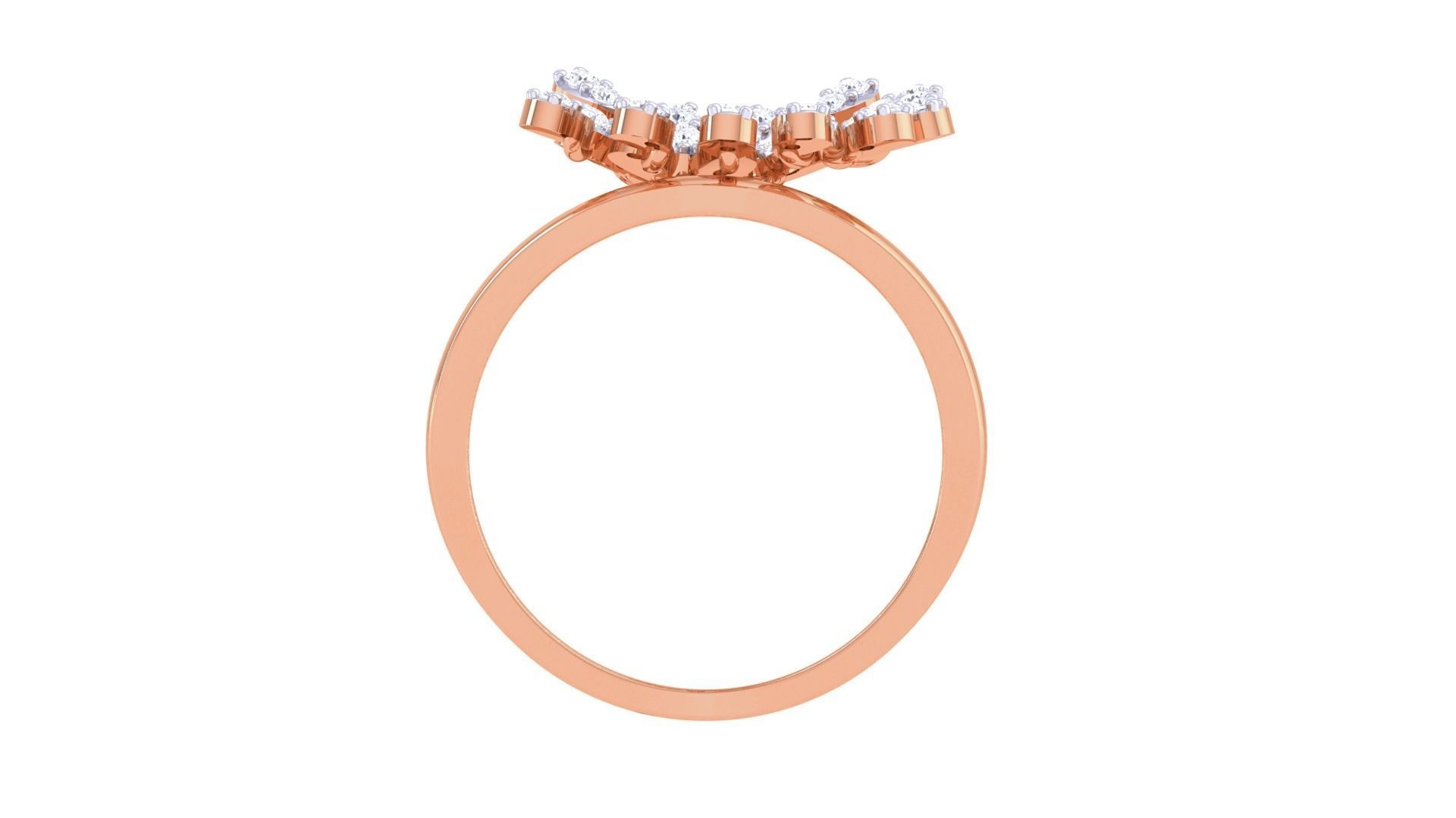 Flower High Jewelry Diamond Cocktail Ring 3dm stl obj mtl glb  3D print model_10