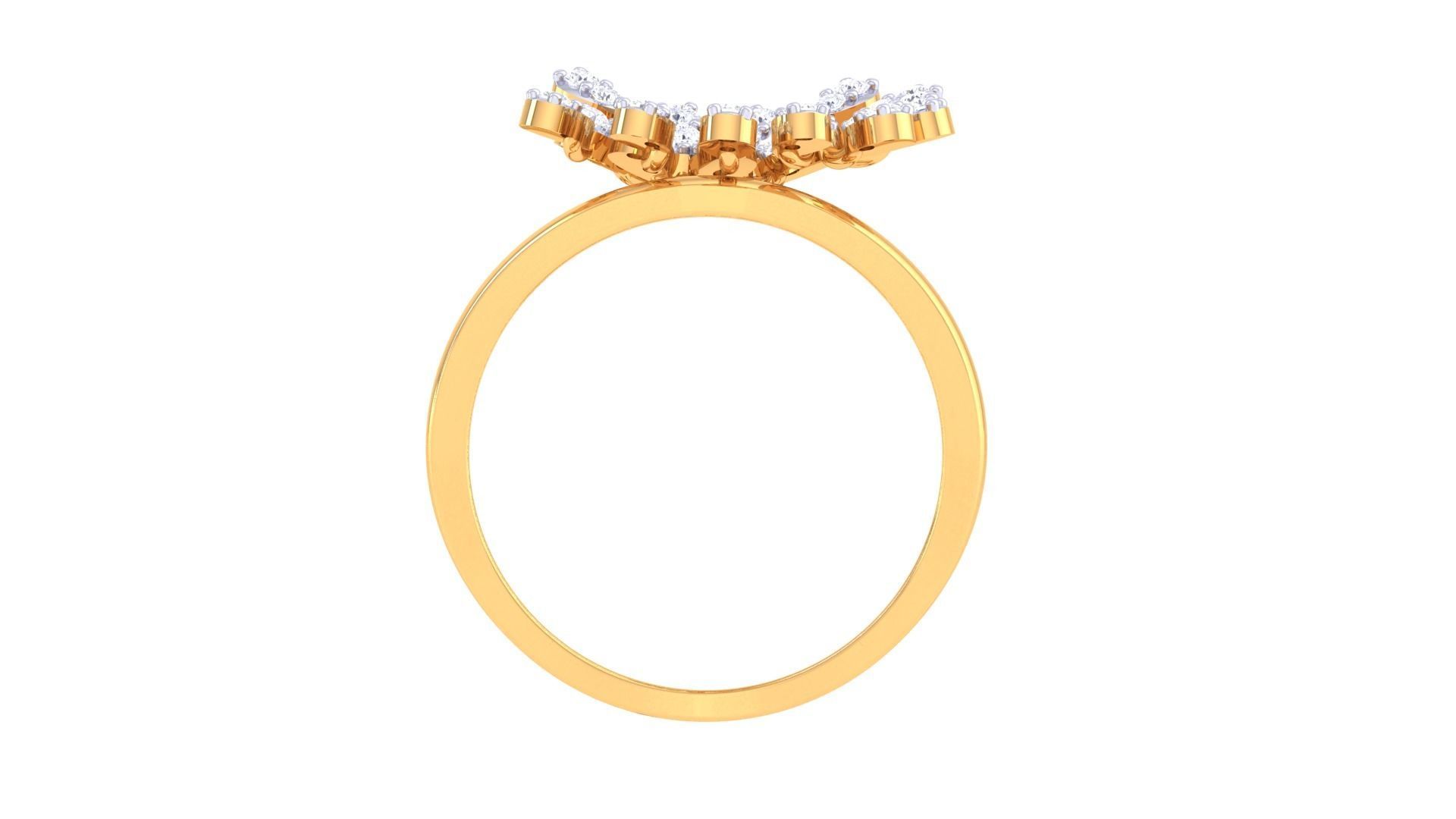 Flower High Jewelry Diamond Cocktail Ring 3dm stl obj mtl glb  3D print model_12