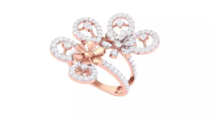 High Jewelry Diamond Cocktail Ring 3dm stl obj mtl glb 