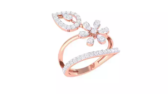 High Jewelry Diamond Cocktail Ring 3dm stl obj mtl glb 