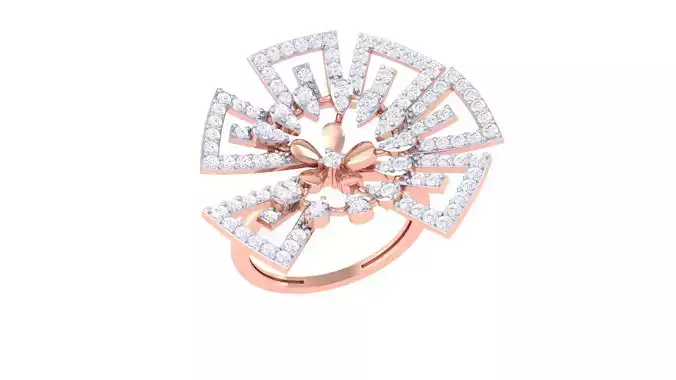 Flower High Jewelry Diamond Cocktail Ring 3dm stl obj mtl glb  3D print model