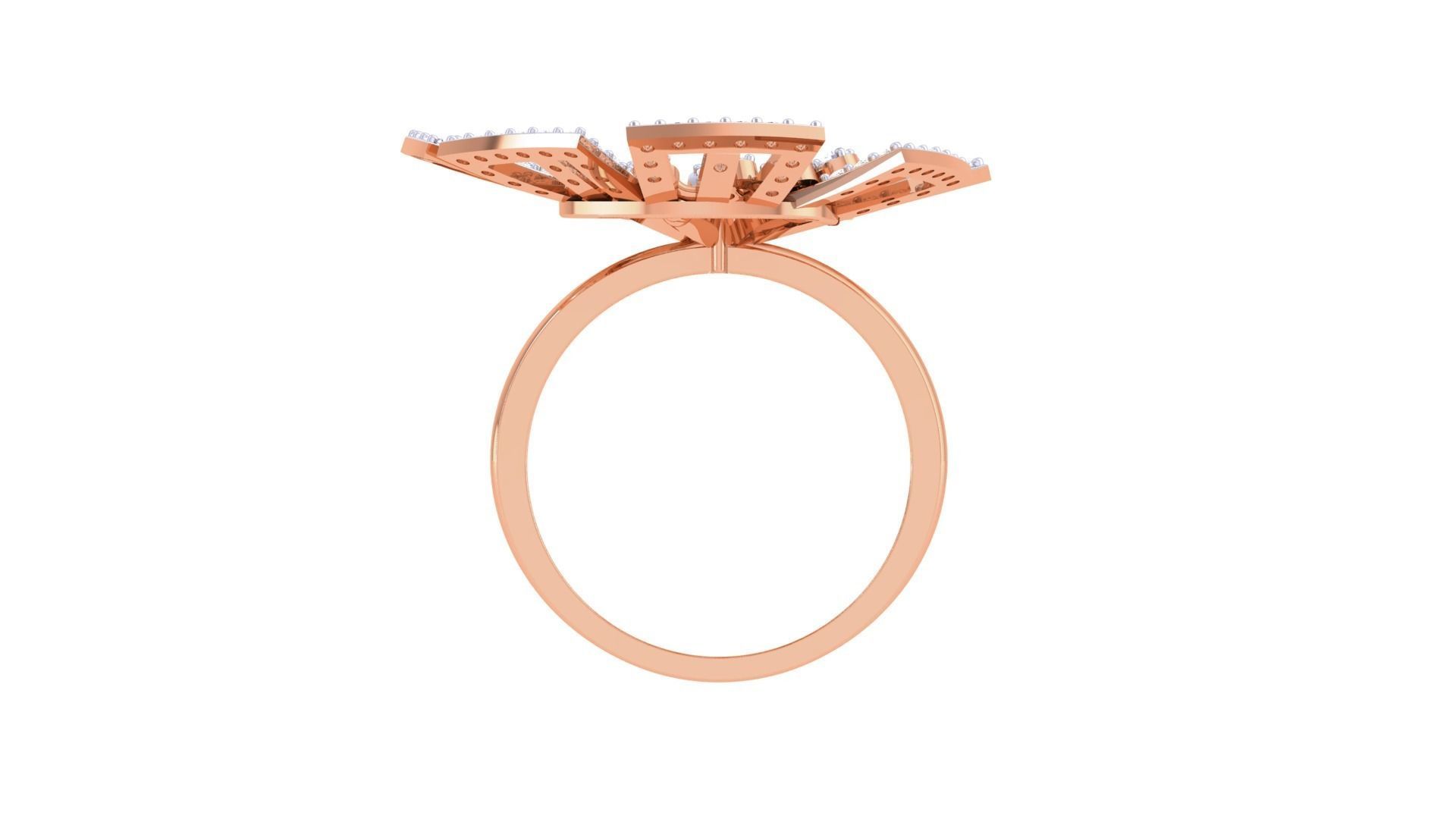 Flower High Jewelry Diamond Cocktail Ring 3dm stl obj mtl glb  3D print model_11