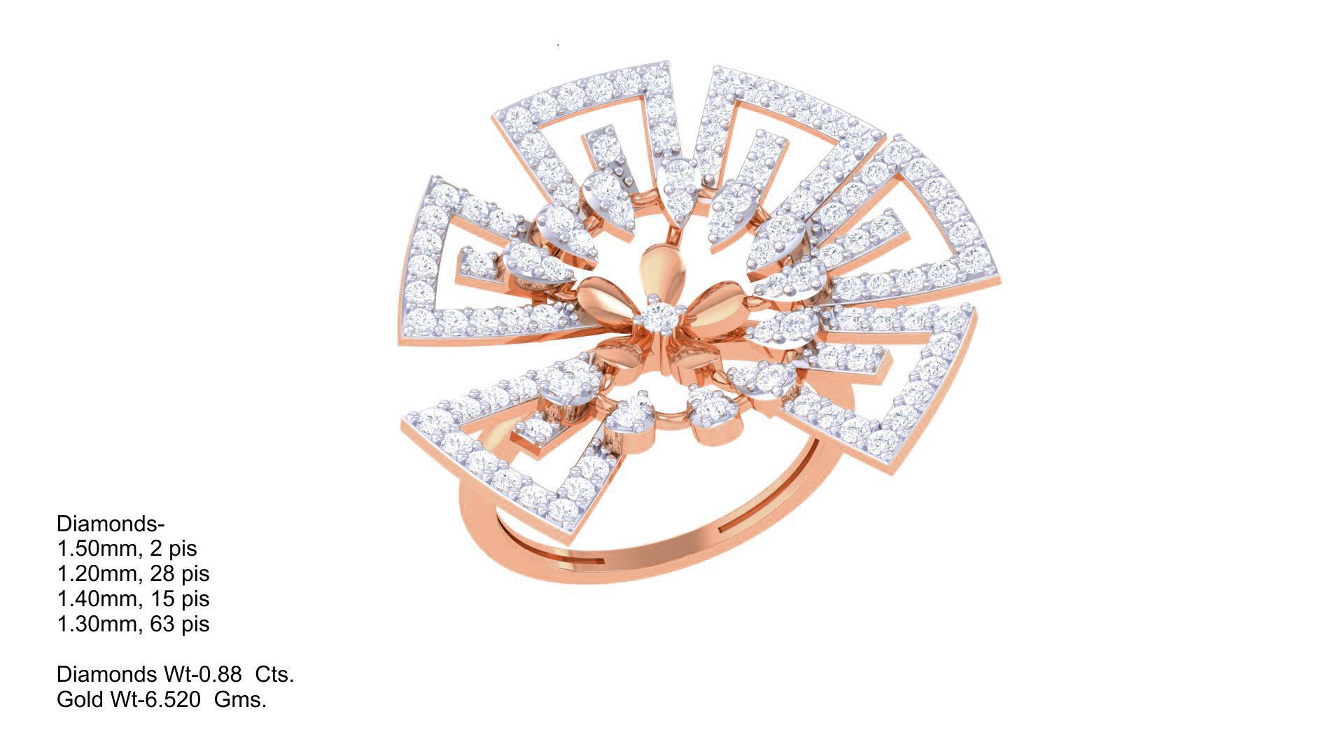 Flower High Jewelry Diamond Cocktail Ring 3dm stl obj mtl glb  3D print model_5