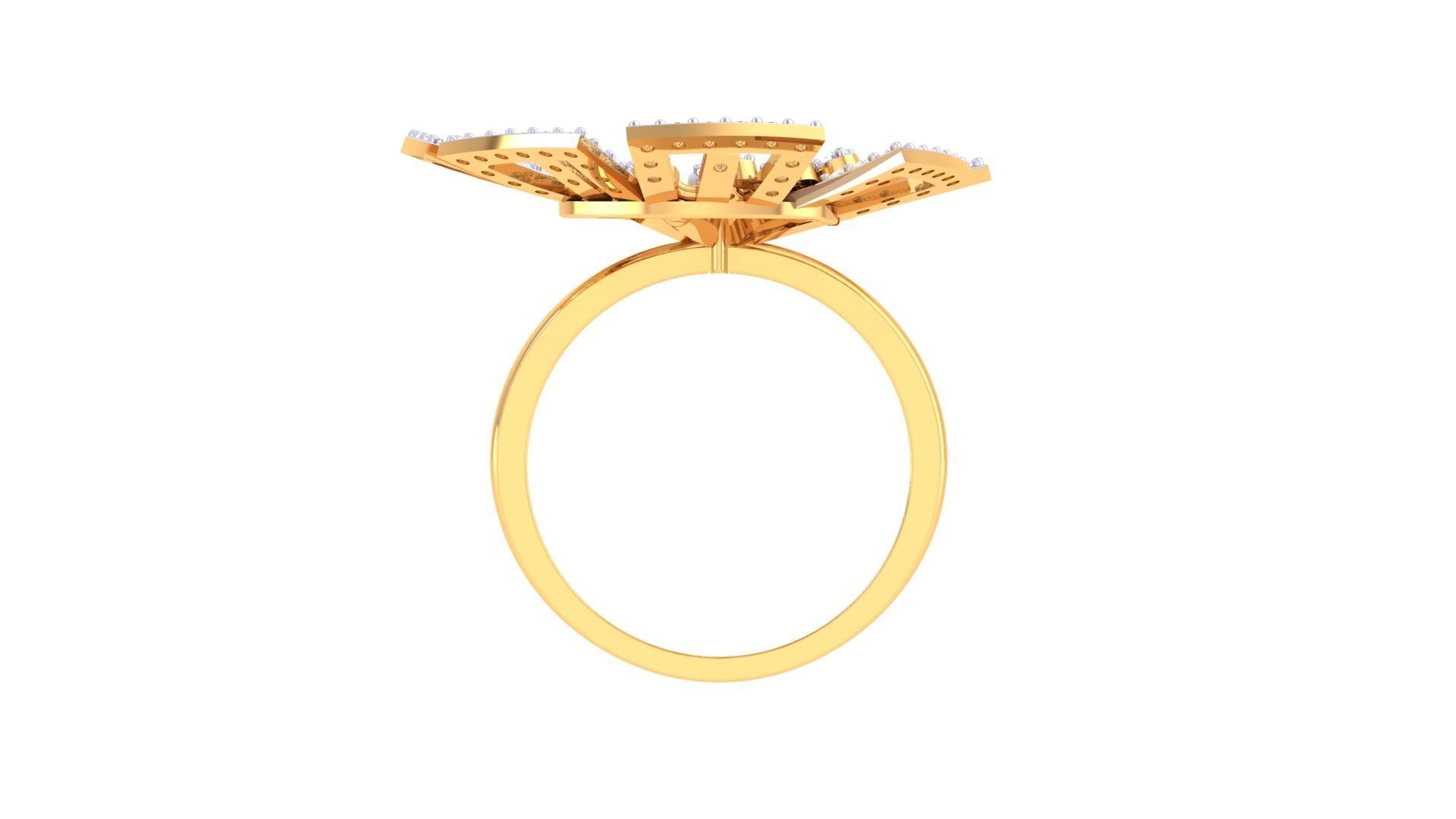 Flower High Jewelry Diamond Cocktail Ring 3dm stl obj mtl glb  3D print model_10