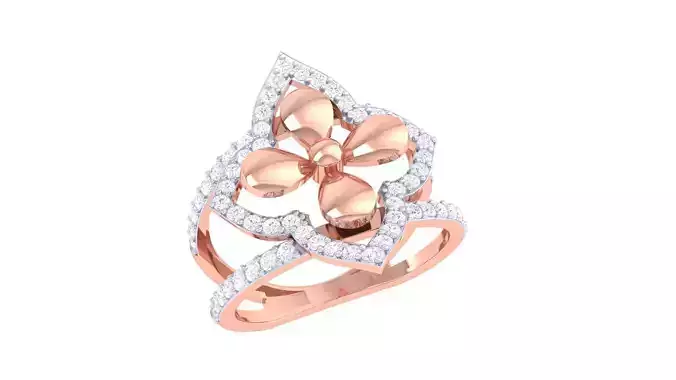 Flower High Jewelry Diamond Cocktail Ring 3dm stl obj mtl glb  3D print model