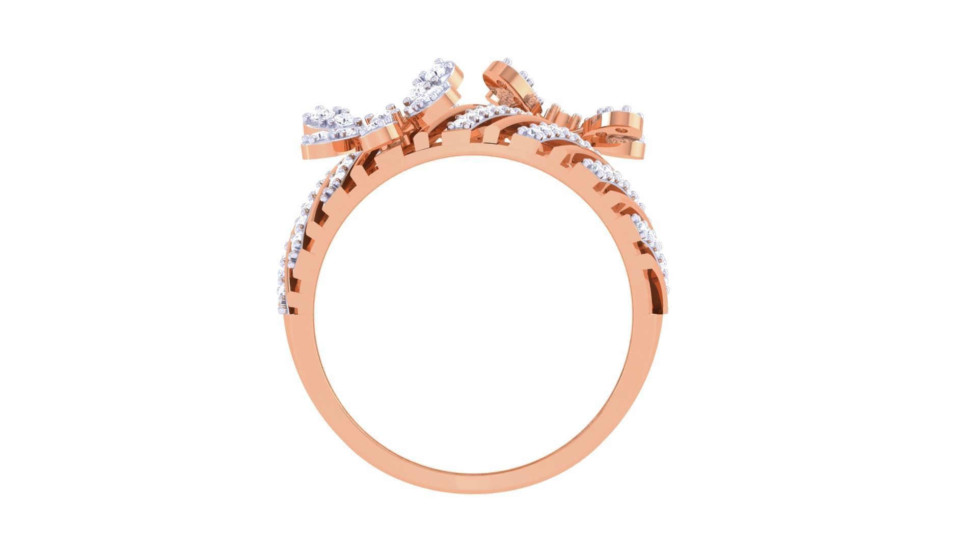 Flower High Jewelry Diamond Cocktail Ring 3dm stl obj mtl glb  3D print model_10