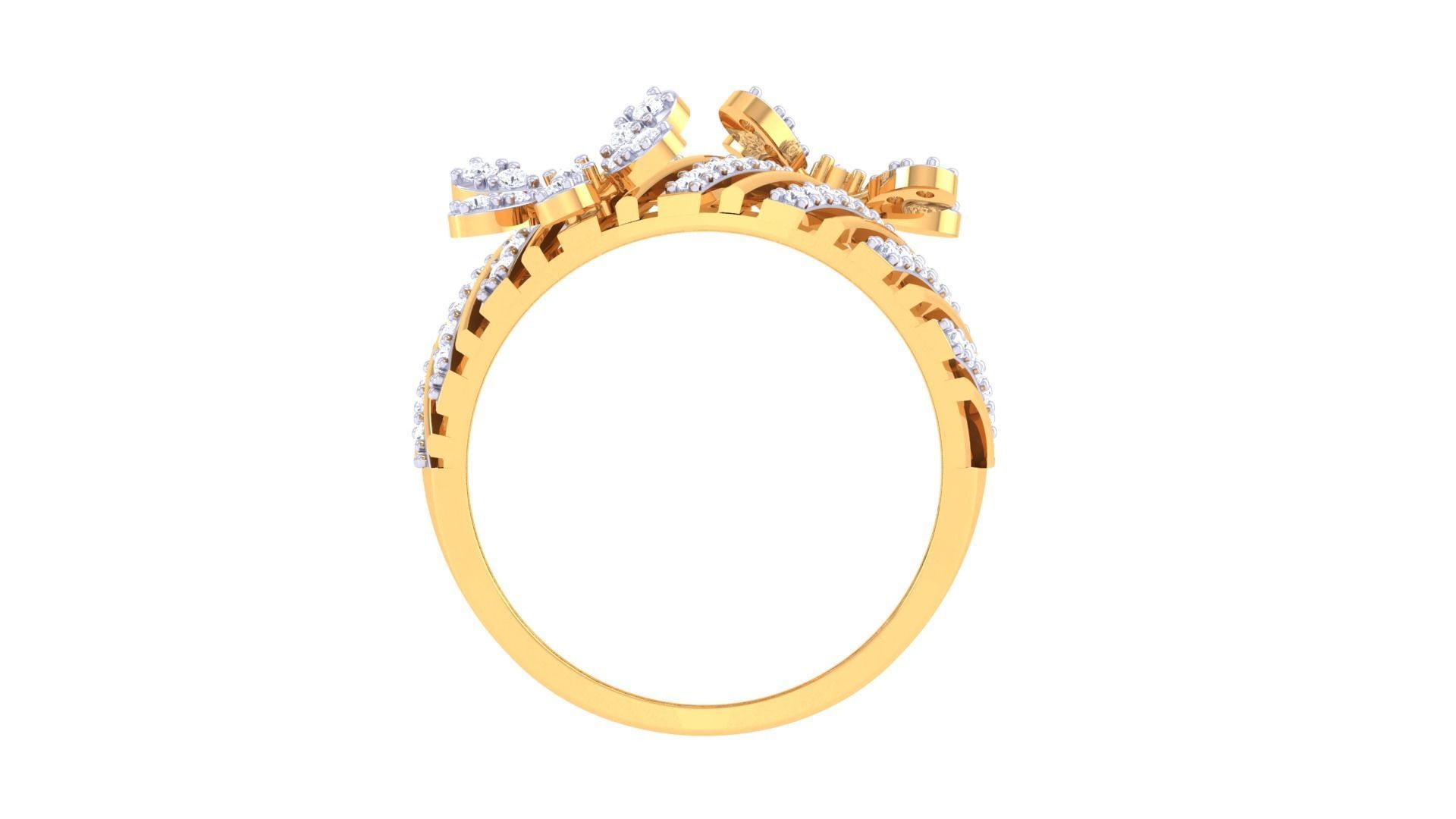 Flower High Jewelry Diamond Cocktail Ring 3dm stl obj mtl glb  3D print model_11