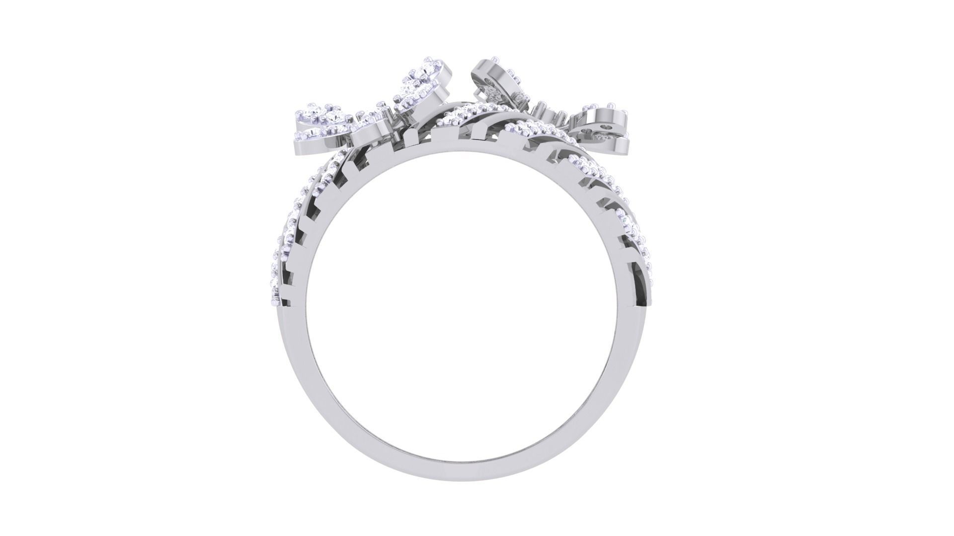 Flower High Jewelry Diamond Cocktail Ring 3dm stl obj mtl glb  3D print model_12