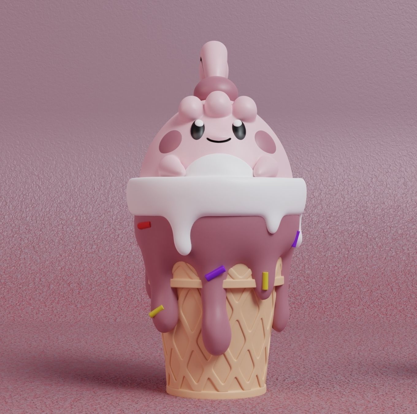 Pokemon - Ice Cream Happiny Chansey and Blissey  3D print model_7